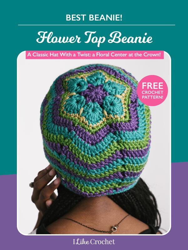 Flower Top Beanie: Boho-Style Free Crochet Beanie Pattern