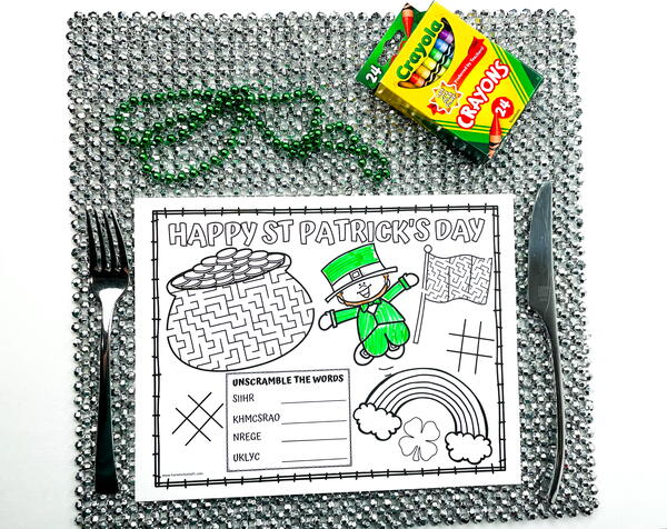St Patricks Day Activity Placemats St Patrick’s Day Activity Placemats