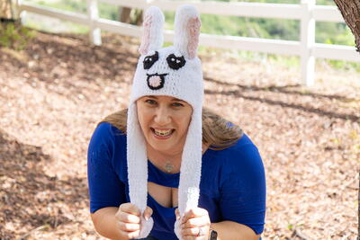 Crochet Pop Up Bunny Hat With Moving Ears