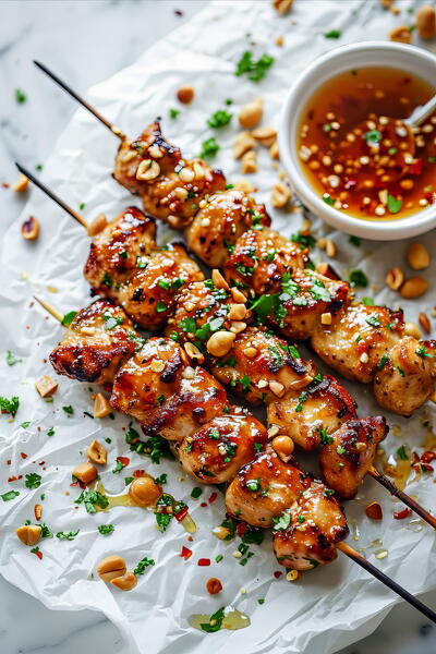 Easy Grilled Asian Chicken Skewers With Honey Garlic Sauce