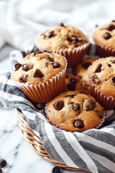 Soft And Fluffy Chocolate Chip Banana Bread Muffins
