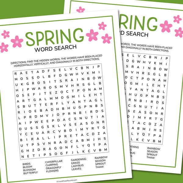 Spring Word Search Spring Word Search