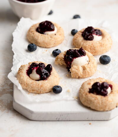 Blueberry Cheesecake Thumbprint Cookies