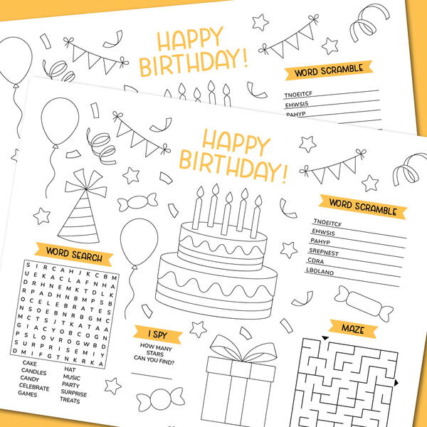 Birthday Placemat Birthday Placemat