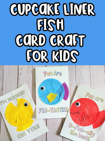 Printable Fish Cupcake Liner Card Craft For Kids