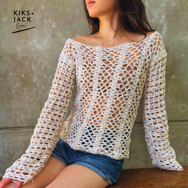Kenyan Beginners Crochet Mesh Sweater Top Kenyan Beginners Crochet Mesh Sweater Top