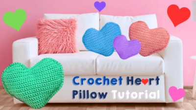 Crochet Heart Pillow 
