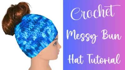 Crochet Messy Bun Hat 