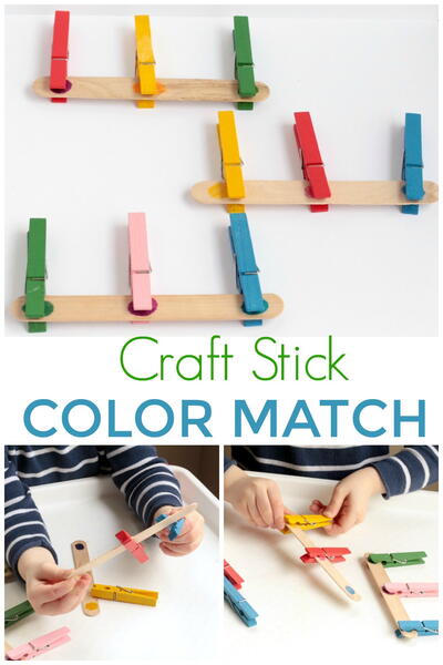 Popsicle Stick Fine Motor Color Match Game