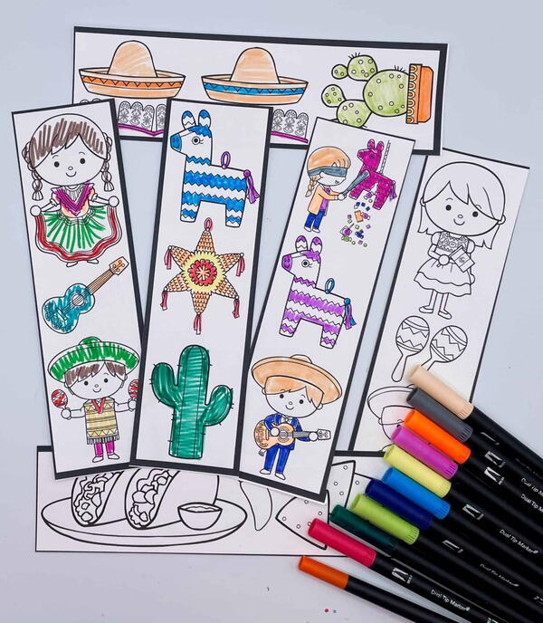Cinco De Mayo Bookmarks To Color In Cinco De Mayo Bookmarks To Color In
