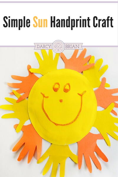 Easy Handprint Sun Paper Plate Preschool Craft