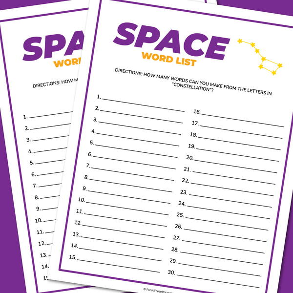 Space Word List Space Word List
