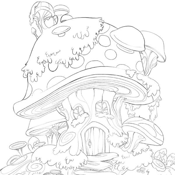 Toadstool House Coloring Page Toadstool House Coloring Page