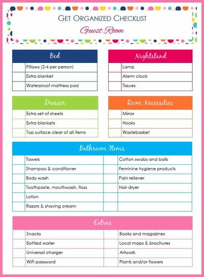 Get Organized Checklist For Your Guest Room