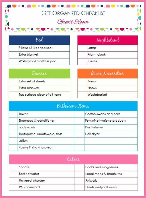 Get Organized Checklist For Your Guest Room Get Organized Checklist For Your Guest Room