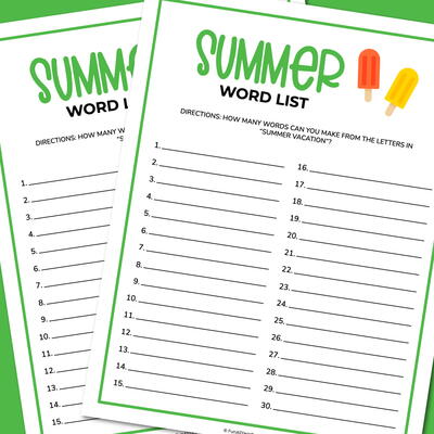 Summer Word List