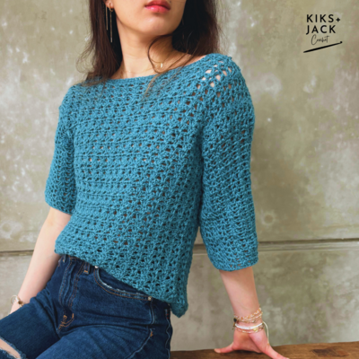 Colins Easy 3/4 Sleeve Crochet Top