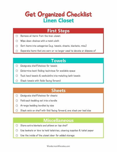 Get Organized Checklist For Your Linen Closet