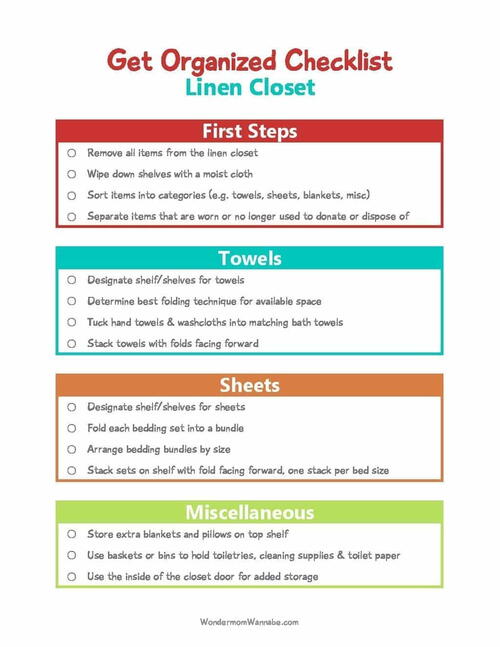 Get Organized Checklist For Your Linen Closet Get Organized Checklist For Your Linen Closet