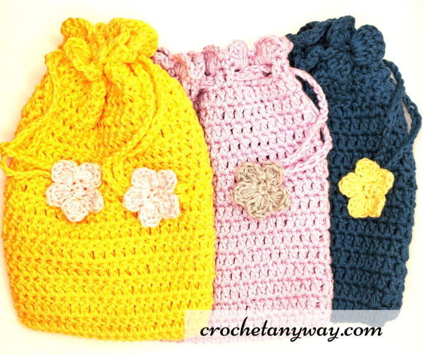 Gift Bag With Flower Drawstring Gift Bag With Flower Drawstring