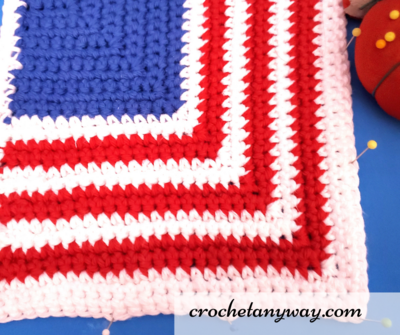 Red, White And Blue Mitered Dishcloth