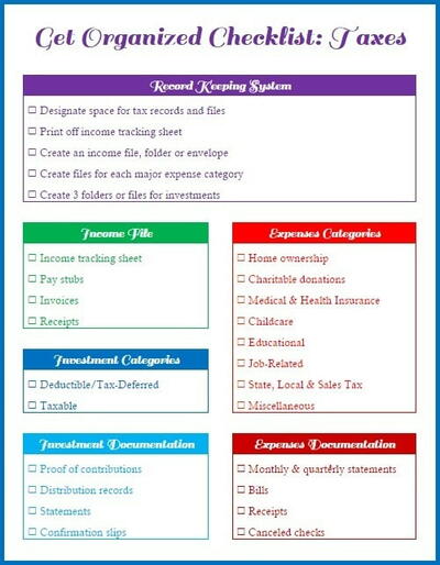 Get Organized Checklist For Your Taxes
