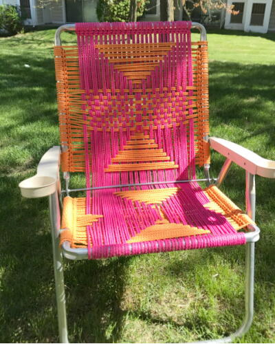 Upcycled Macrame Lawn Chair Upcycled Macrame Lawn Chair