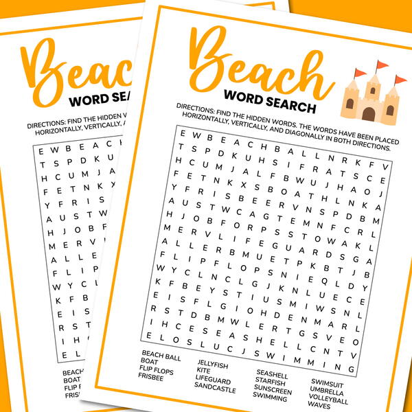 Beach Word Search Beach Word Search