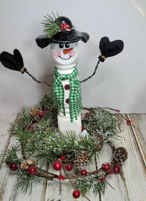 Wood Spindle Snowman Wood Spindle Snowman