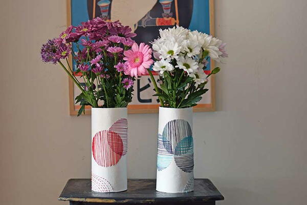 Upcycled Paper Embroidered Vase Upcycled Paper Embroidered Vase