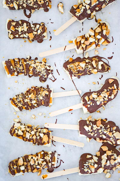 Healthy Frozen Snickers Bananas Healthy Frozen Snickers Bananas