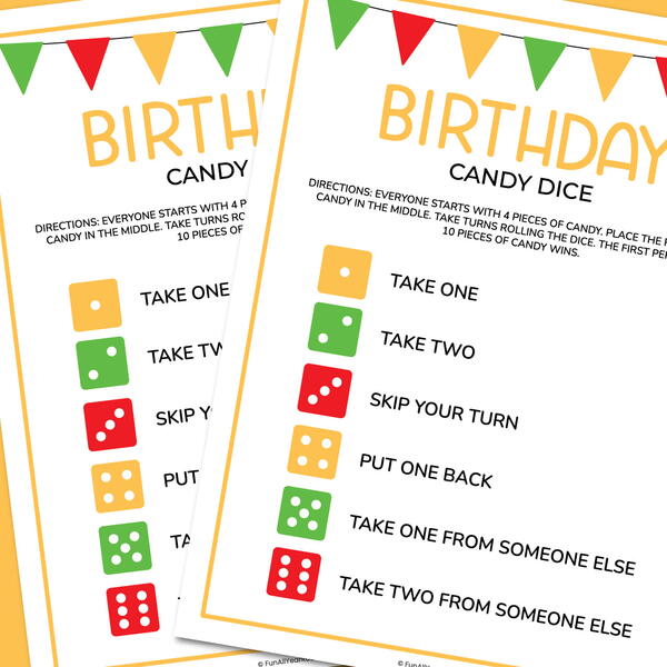 Birthday Candy Dice Birthday Candy Dice