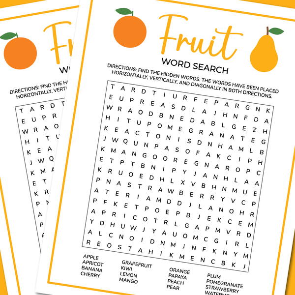 Fruit Word Search Fruit Word Search