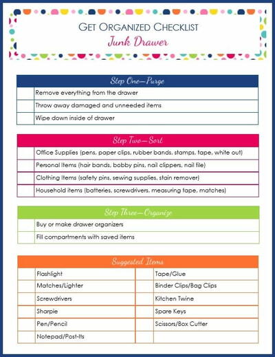 Get Organized Checklist For Your Junk Drawers