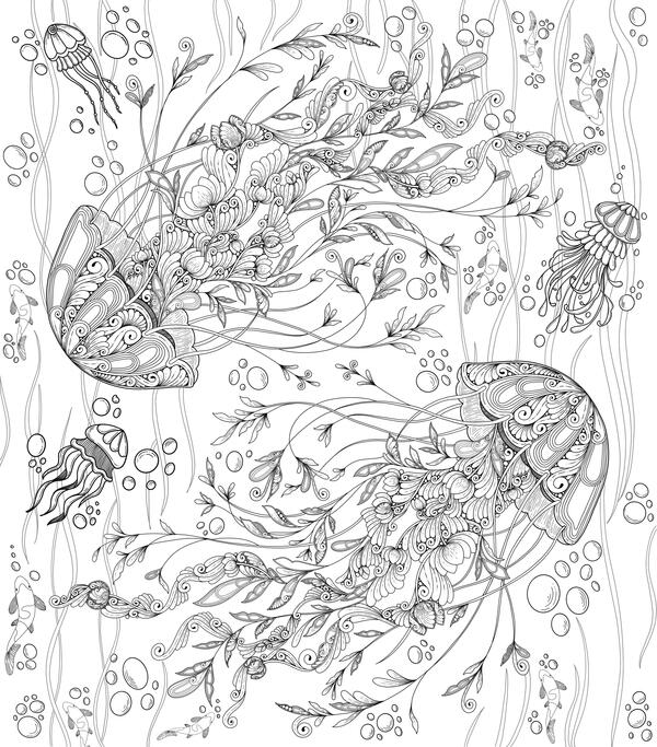 Enchanted Jellyfish Coloring Page Enchanted Jellyfish Coloring Page