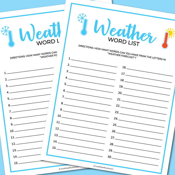 Weather Word List Weather Word List
