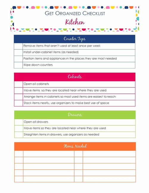 Get Organized Checklist For Your Kitchen Get Organized Checklist For Your Kitchen