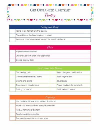 Get Organized Checklist For Your Pantry