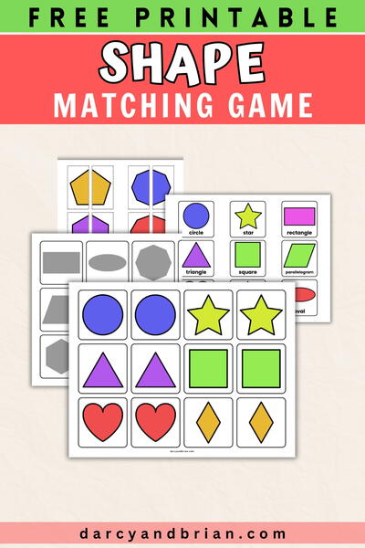 Shape Matching Game Printable Shape Matching Game Printable
