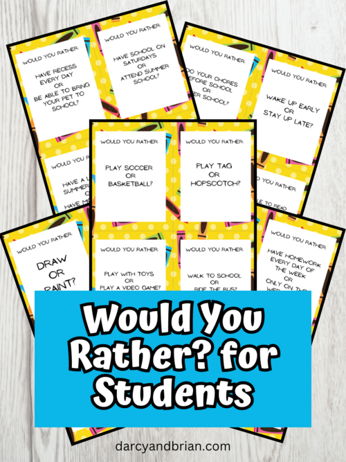 Printable Would You Rather Questions For Students Printable Would You Rather Questions For Students