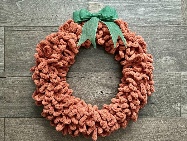 Yarn Pumpkin Wreath Yarn Pumpkin Wreath