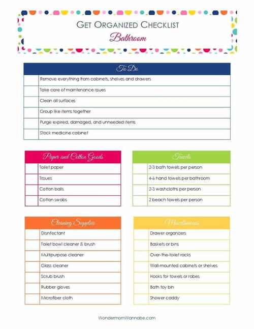 Get Organized Checklist For Your Bathroom Get Organized Checklist For Your Bathroom