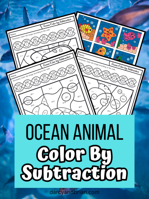 Printable Ocean Animals Color By Subtraction Worksheets Printable Ocean Animals Color By Subtraction Worksheets