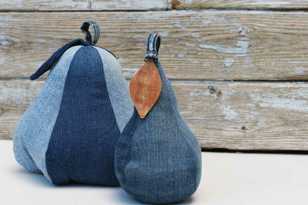 Pear Doorstop From Denim Pear Doorstop From Denim