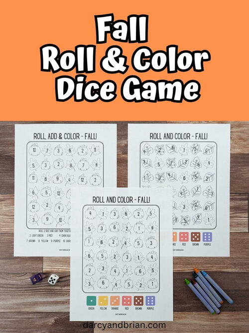 Roll And Color Fall Printable Dice Game Roll And Color Fall Printable Dice Game