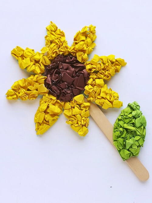 Crumpled Paper Sunflower Craft Crumpled Paper Sunflower Craft