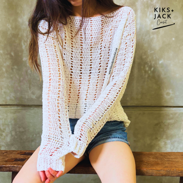 Lauren Light Easy Long Sleeve Crochet Top Lauren Light & Easy Long Sleeve Crochet Top