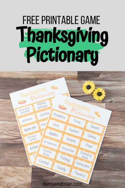 Printable Thanksgiving Pictionary Printable Thanksgiving Pictionary