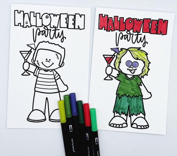 Halloween Cards To Color Halloween Cards To Color