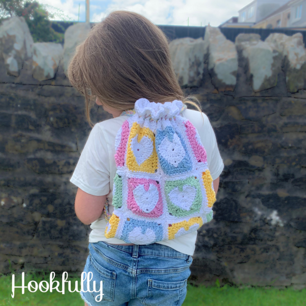 Heart Granny Square Backpack For Kids Heart Granny Square Backpack For Kids